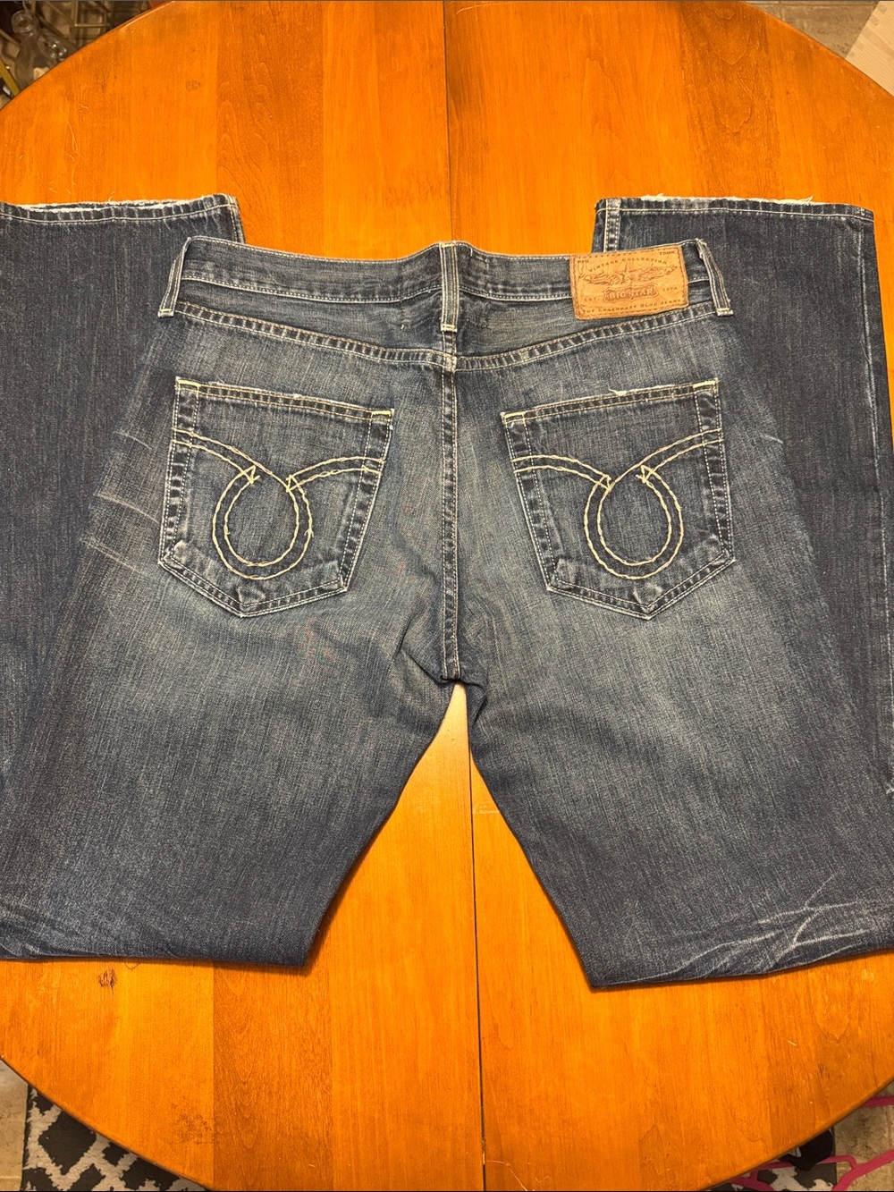 Big Star Men's Dark Blue Straight Jeans with Signature Pocket Stitch - Picture 6 of 7